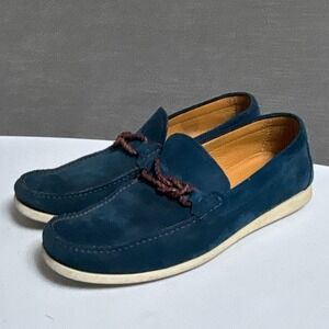 Magnanni Loafers US 9 Blue Suede Alarico Braid Boat Shoe Casual Luxury Slip On